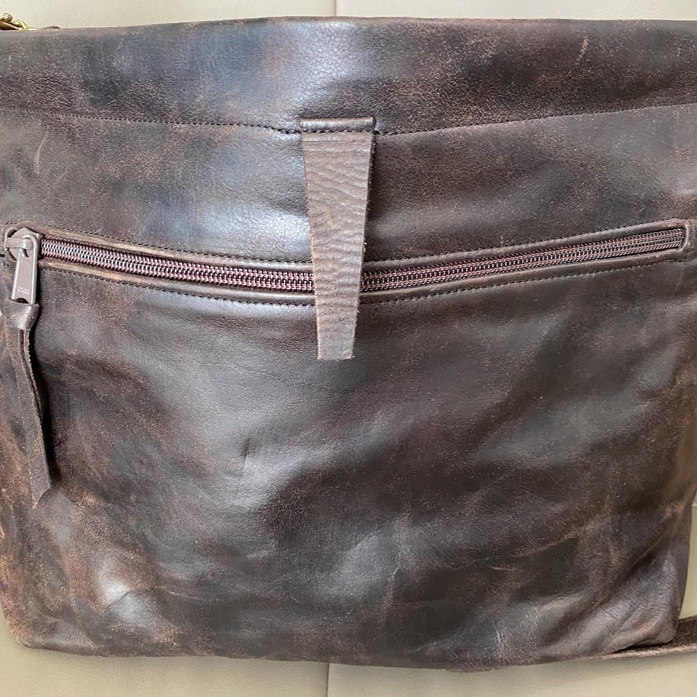 Handmade Rustic Brown Leather Crossbody Bag/Briefcase